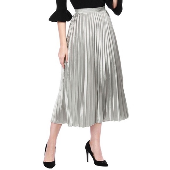 H&M Silver Pleated Midi Skirt - Picture 12 of 12